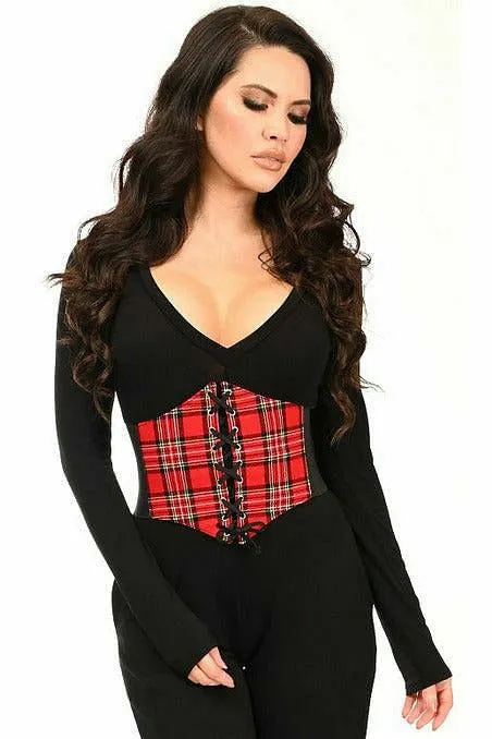 Lavish Red Plaid Corset Belt Cincher