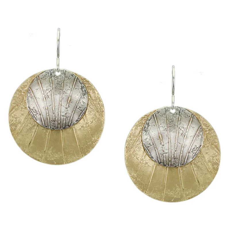 Layered Dished and Domed Patterned Discs Wire Earring
