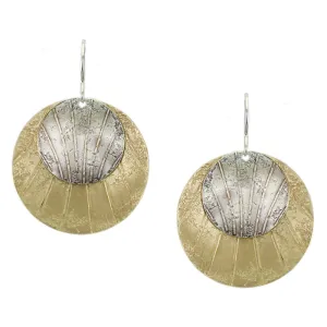 Layered Dished and Domed Patterned Discs Wire Earring