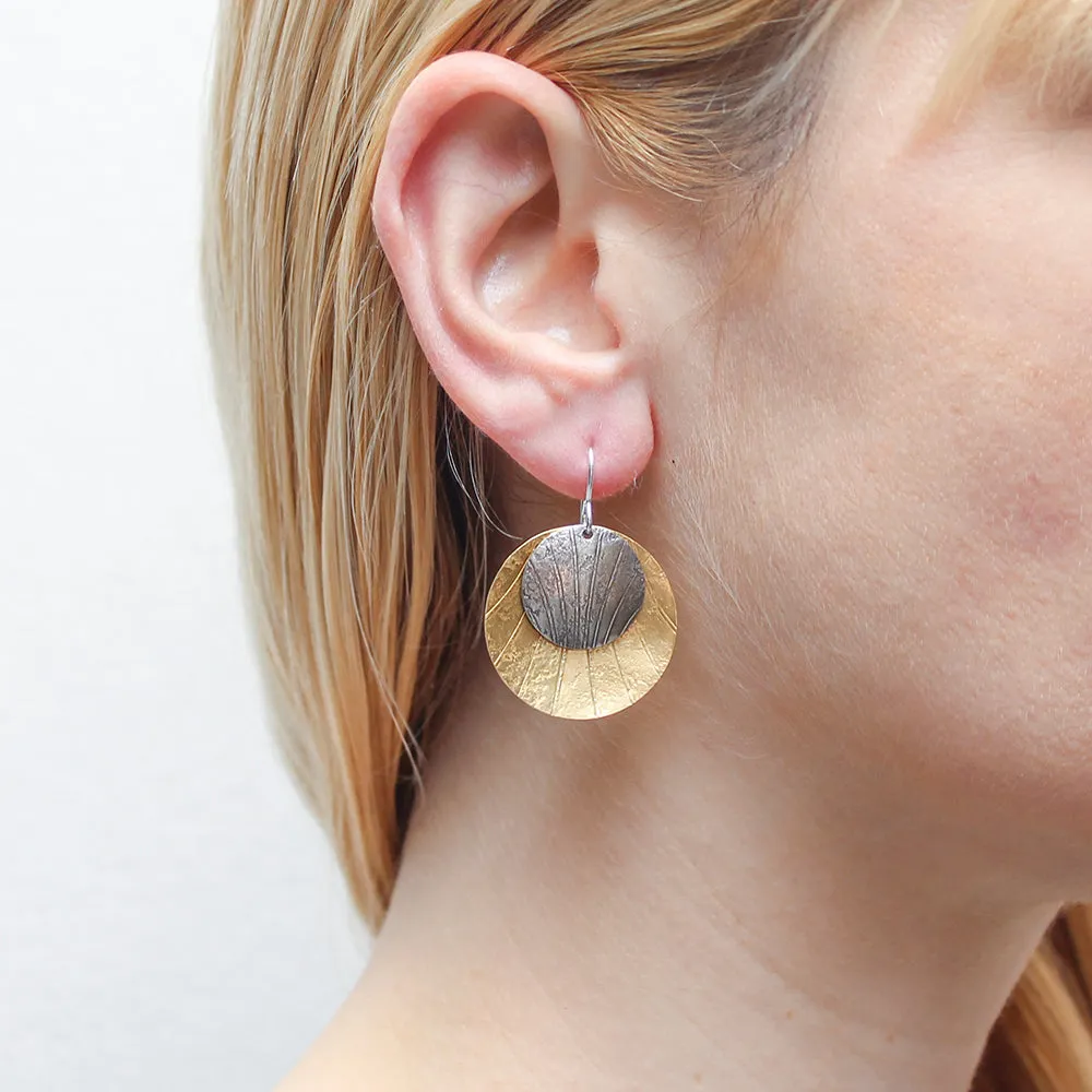Layered Dished and Domed Patterned Discs Wire Earring