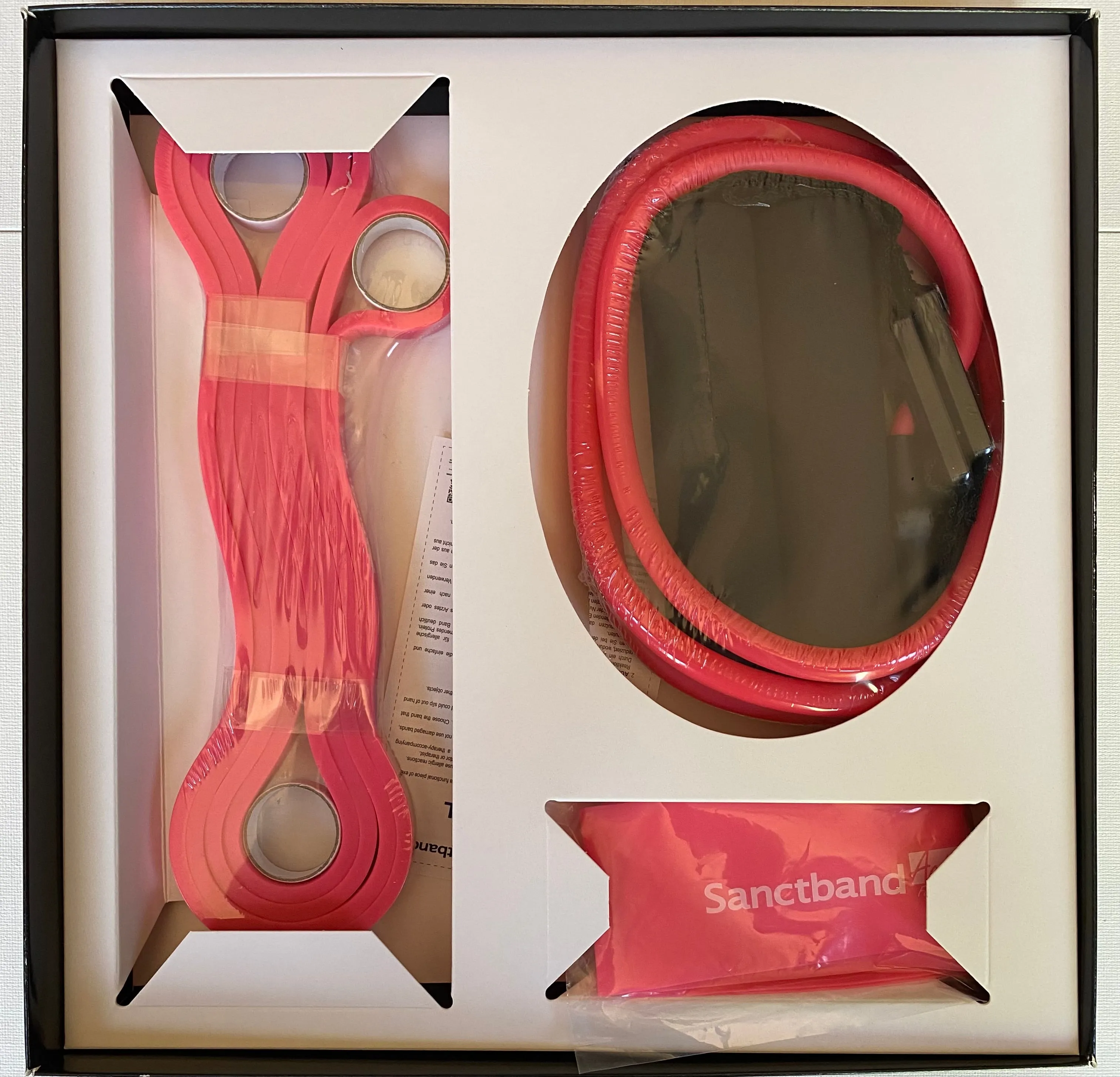 Level 1 Pink Sanctband Active Resiatance Band 3 in 1 Exercise Kit Tubing W/Handles, Loop Band, Super Loop