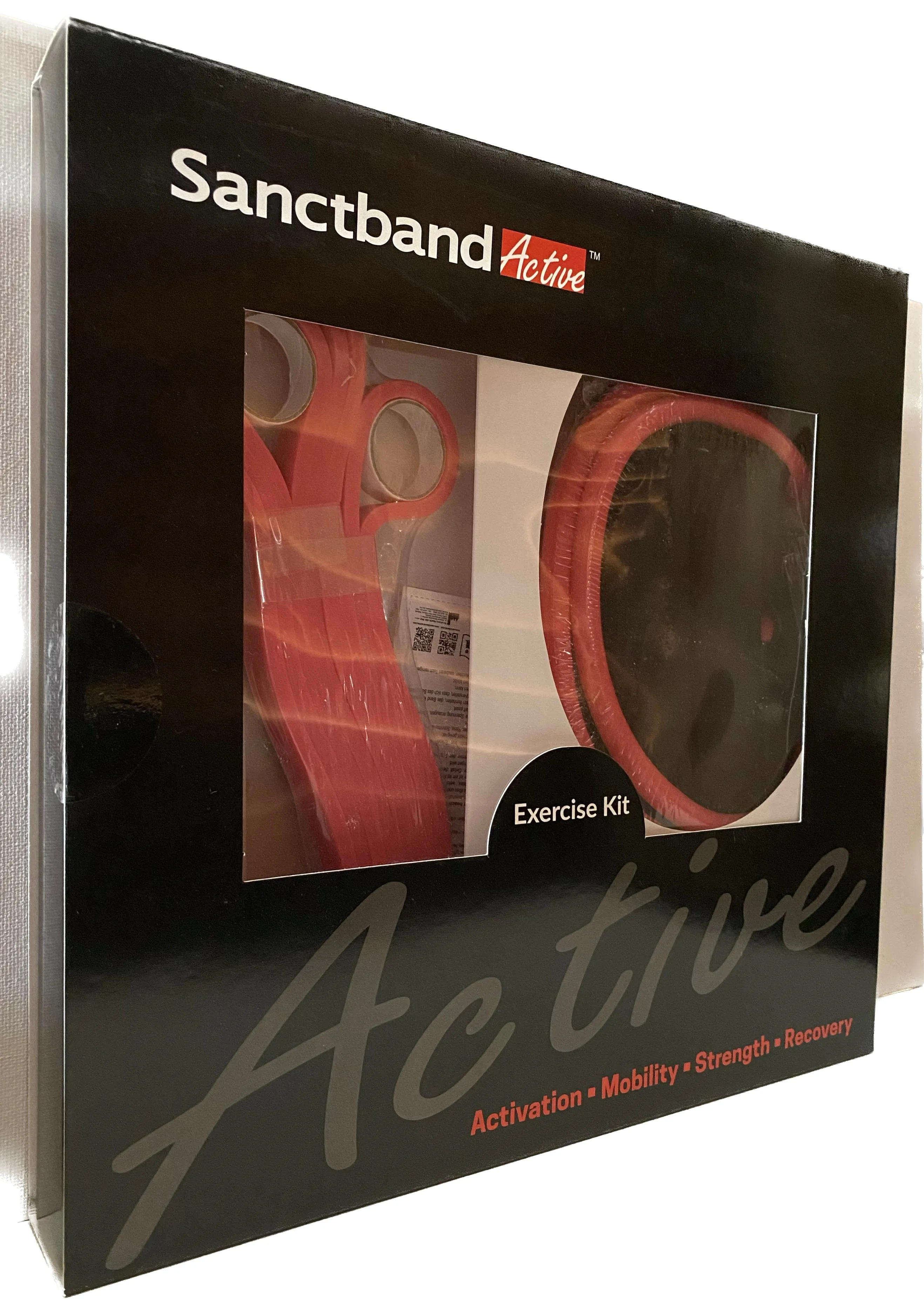 Level 1 Pink Sanctband Active Resiatance Band 3 in 1 Exercise Kit Tubing W/Handles, Loop Band, Super Loop