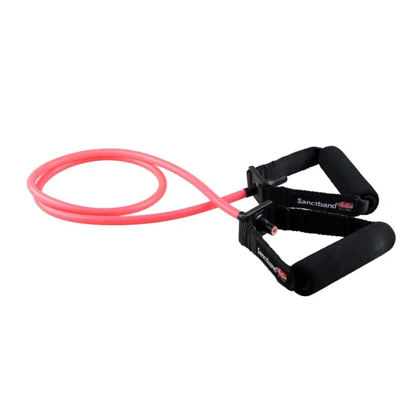 Level 1 Pink Sanctband Active Resiatance Band 3 in 1 Exercise Kit Tubing W/Handles, Loop Band, Super Loop