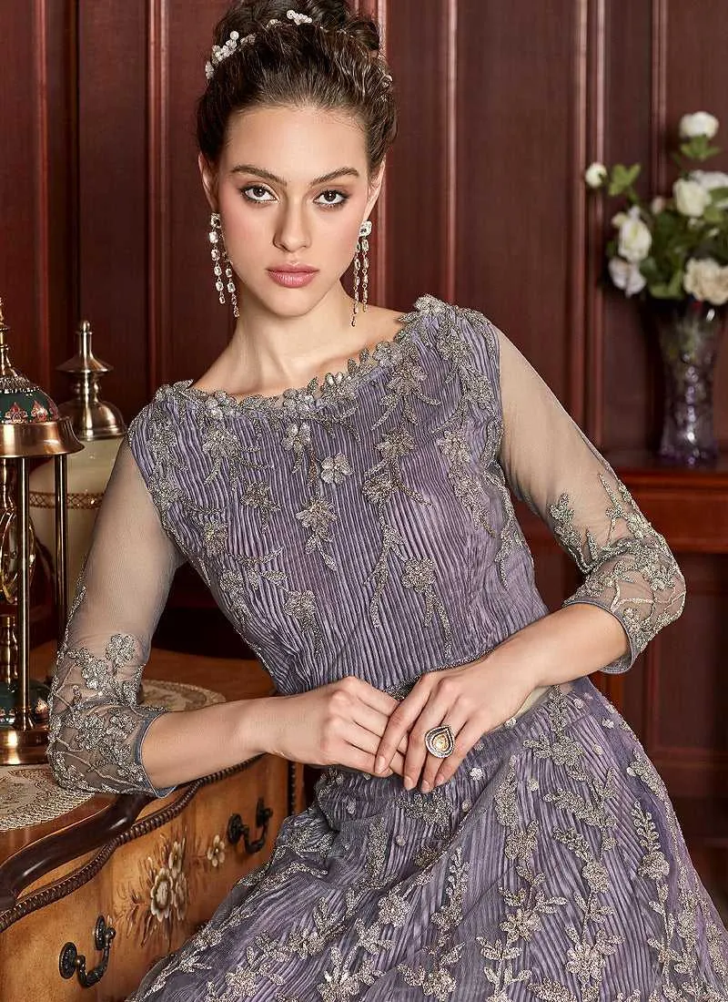 Light Purple Heavy Embroidered Lehenga Style Anarkali