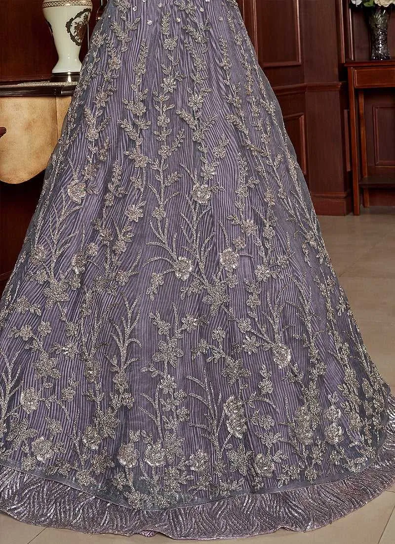 Light Purple Heavy Embroidered Lehenga Style Anarkali