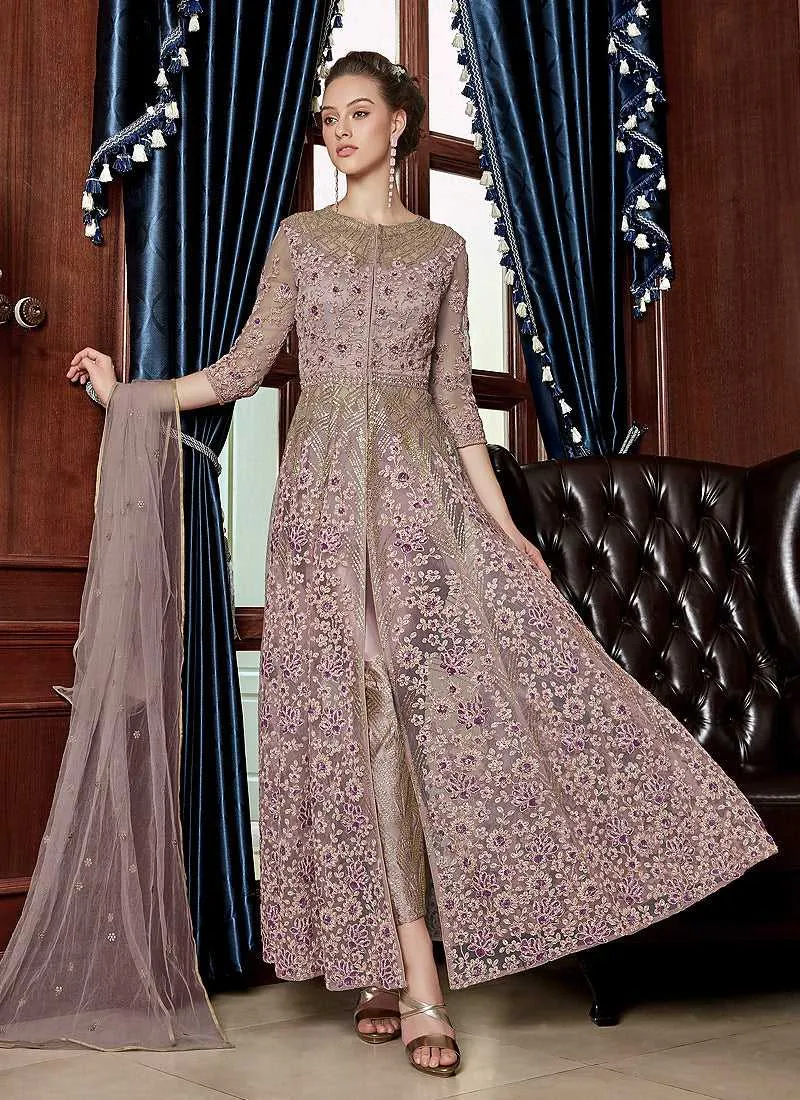 Lilac Heavy Embroidered Lehenga/ Pant Style Anarkali