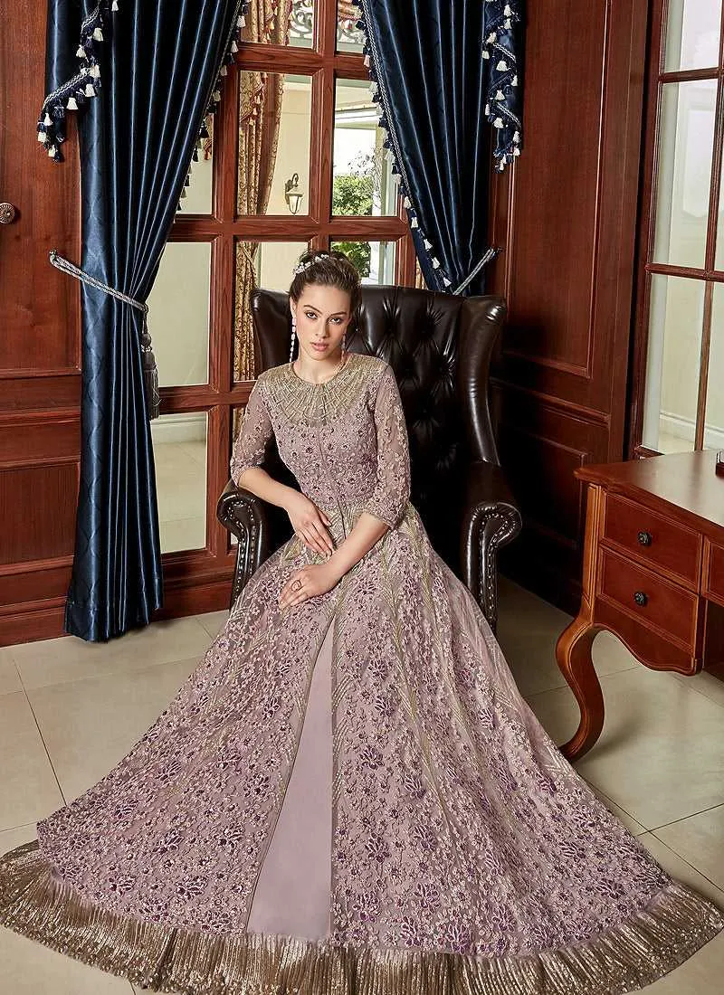 Lilac Heavy Embroidered Lehenga/ Pant Style Anarkali