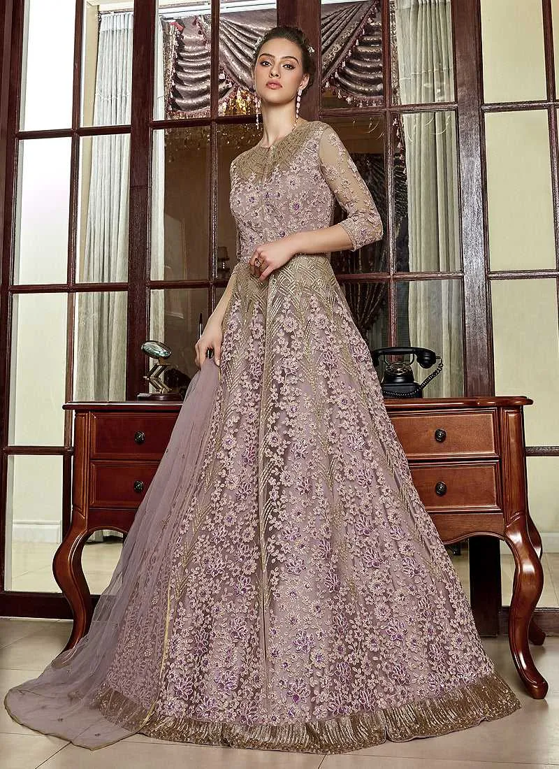 Lilac Heavy Embroidered Lehenga/ Pant Style Anarkali