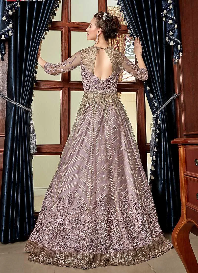 Lilac Heavy Embroidered Lehenga/ Pant Style Anarkali