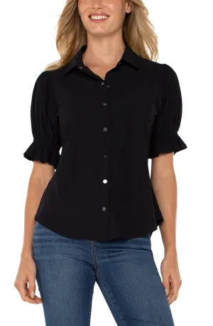 Liverpool Snap Front Knit Shirt-Black