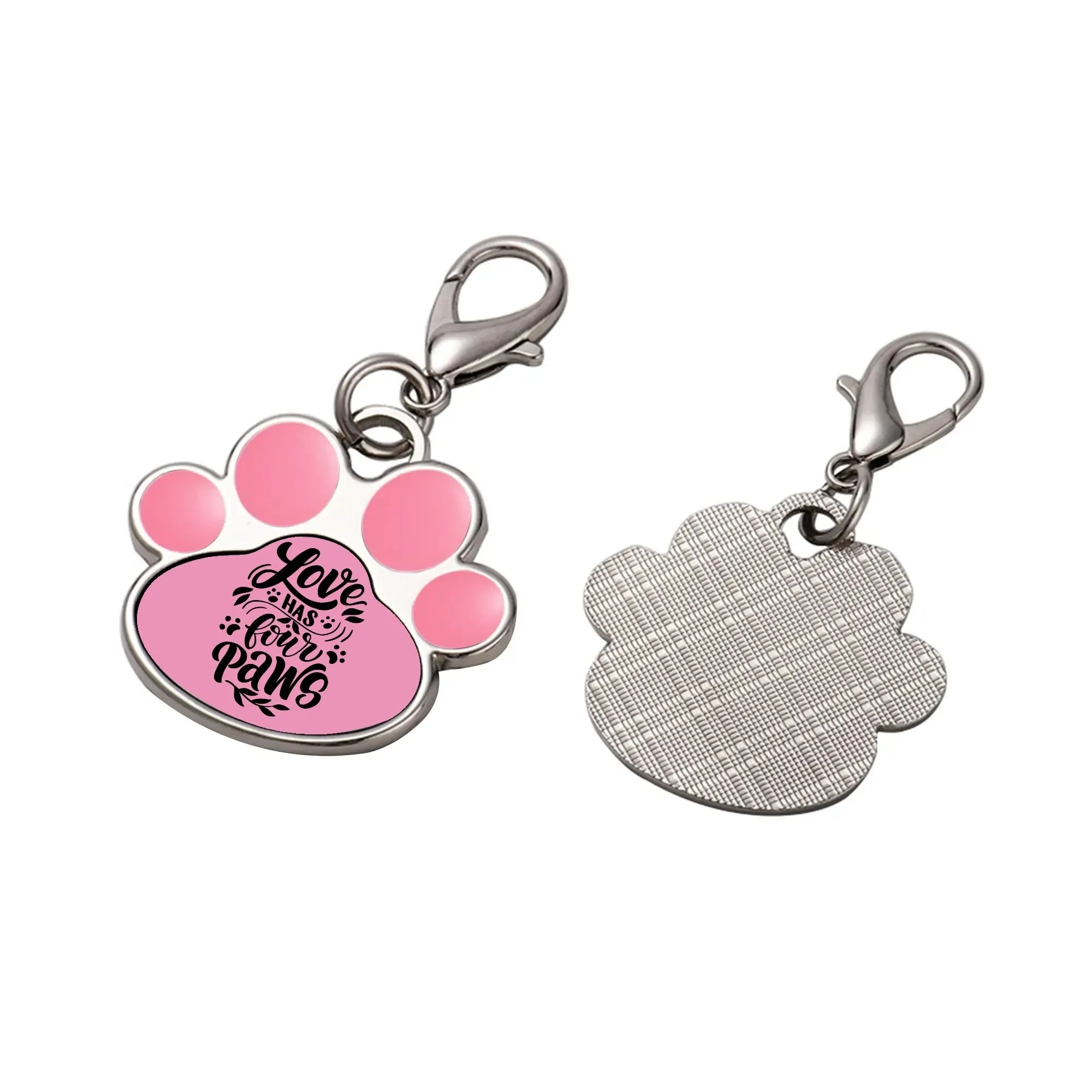 Love Has Four Paws Typography Printed Paw Shaped Pet Tag