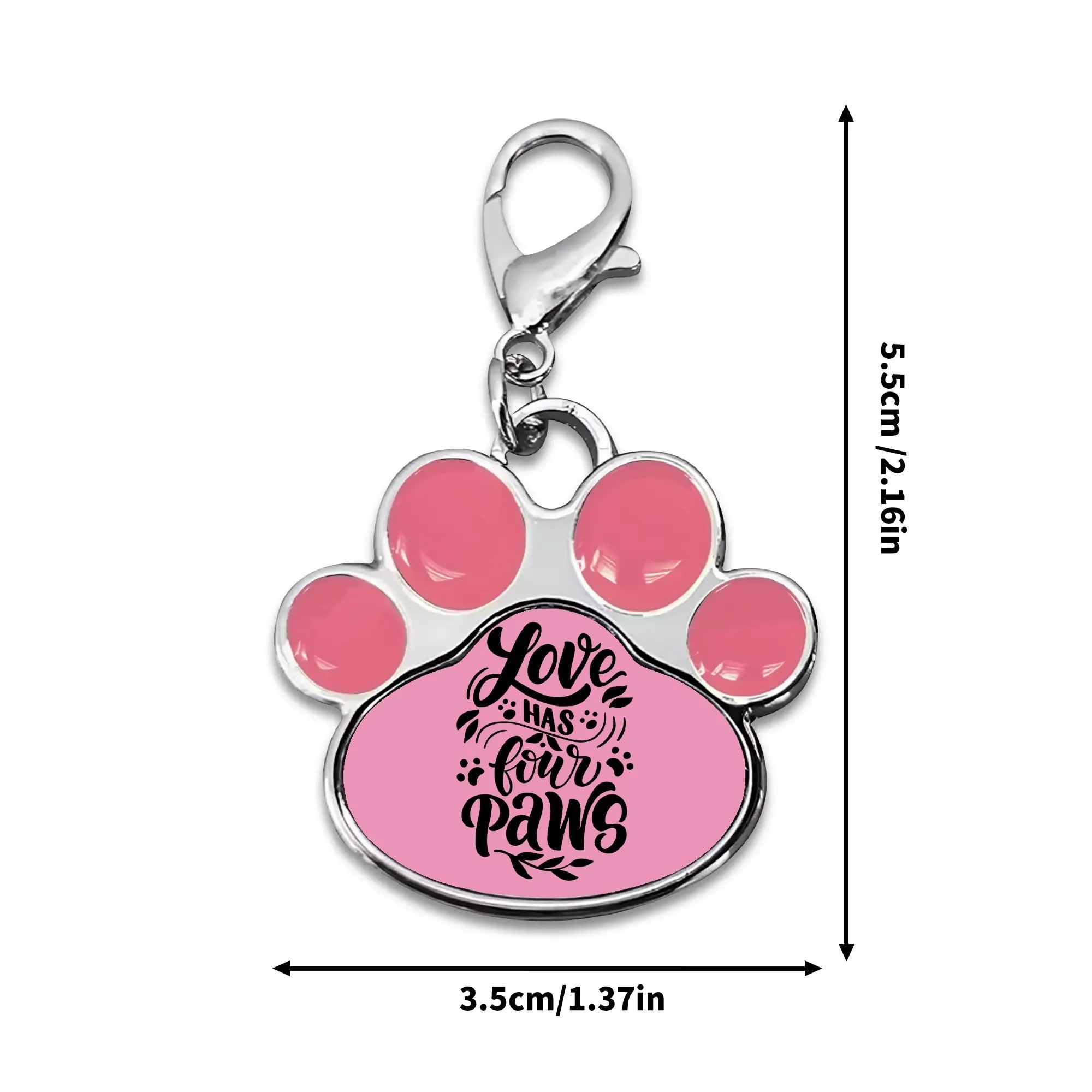 Love Has Four Paws Typography Printed Paw Shaped Pet Tag