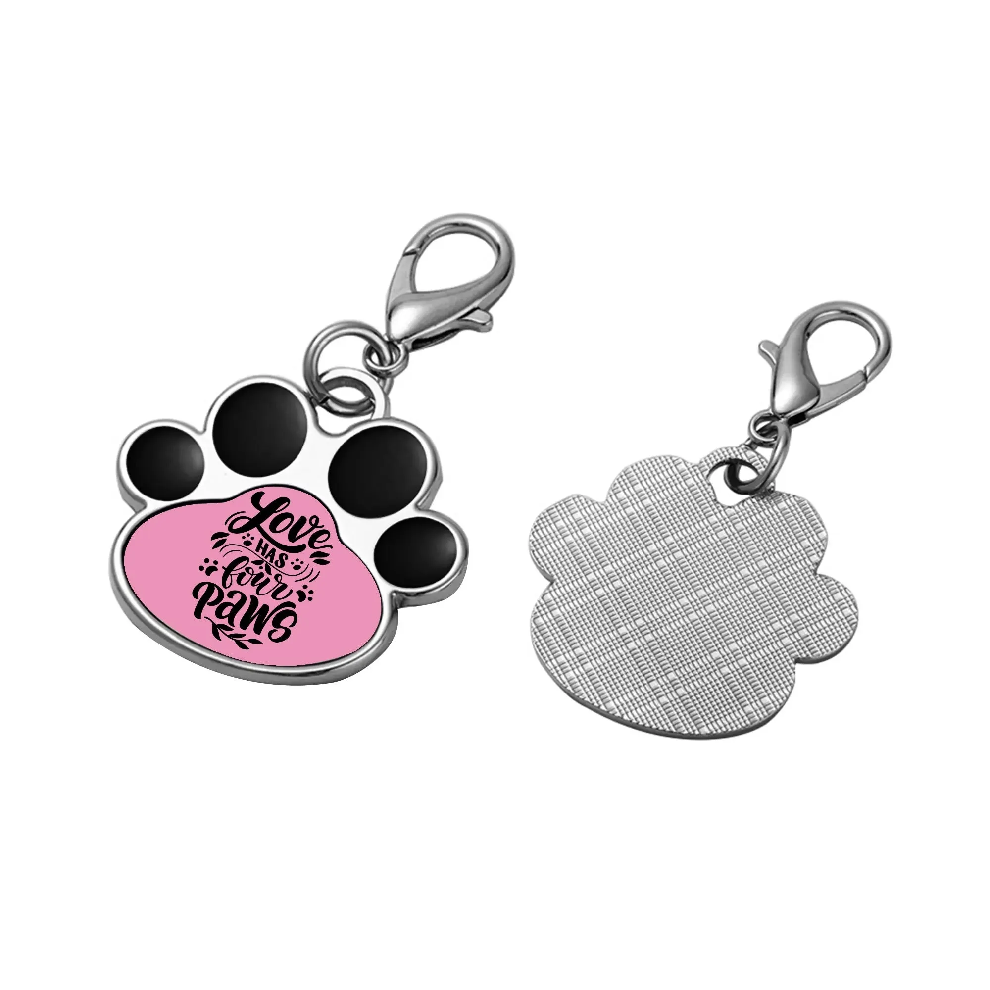 Love Has Four Paws Typography Printed Paw Shaped Pet Tag