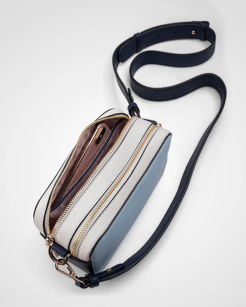 Maddie Double Zip Camera Crossbody Bag with Wide Strap