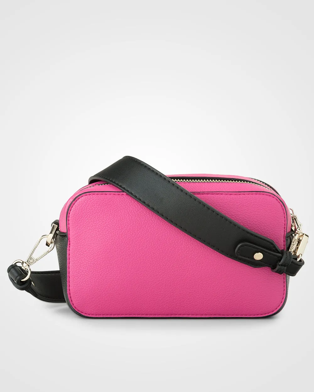 Maddie Double Zip Camera Crossbody Bag with Wide Strap