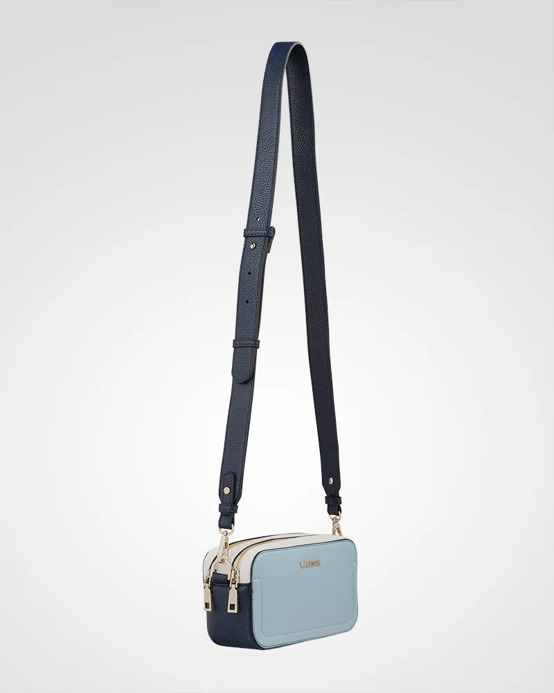 Maddie Double Zip Camera Crossbody Bag with Wide Strap