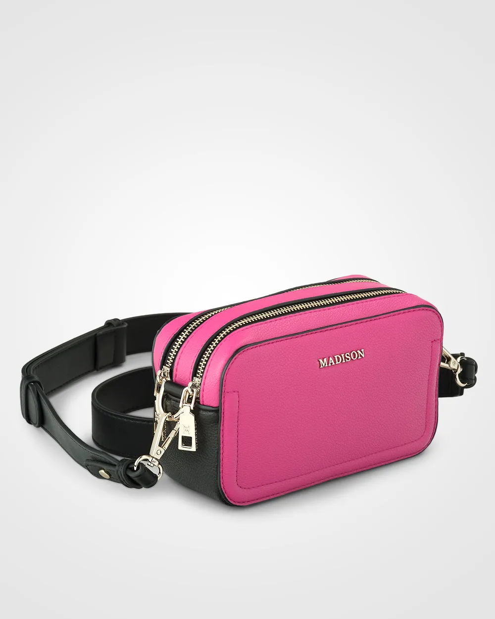 Maddie Double Zip Camera Crossbody Bag with Wide Strap