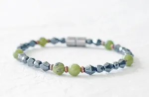 Magnetic Hematite & Jade Bracelet for Pain
