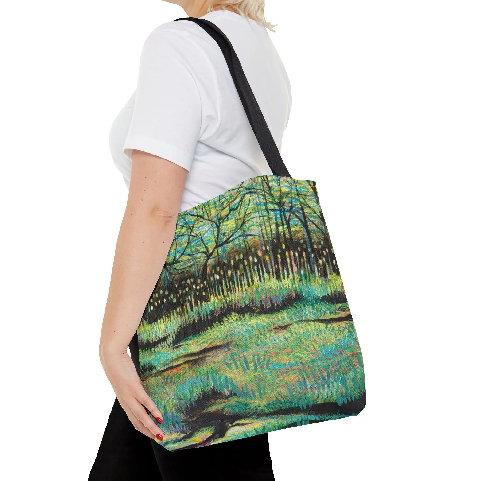 Marsh Landcape Art Tote Bag Canvas Shopping Bag - Cattails at Lake Katherine - Leslie Karpinski