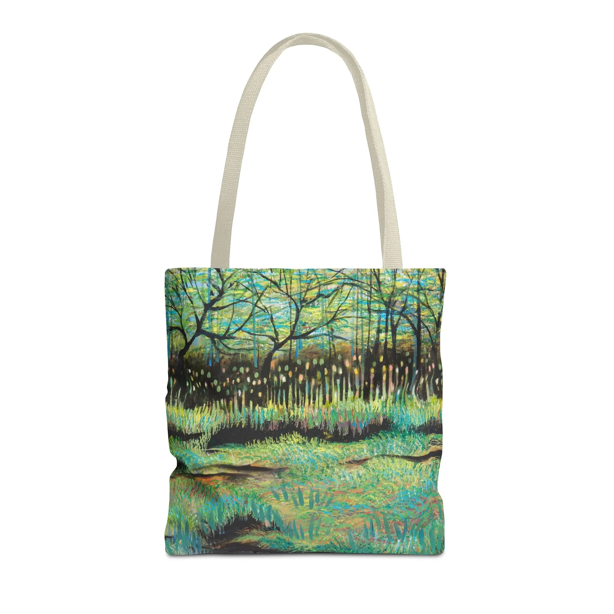 Marsh Landcape Art Tote Bag Canvas Shopping Bag - Cattails at Lake Katherine - Leslie Karpinski