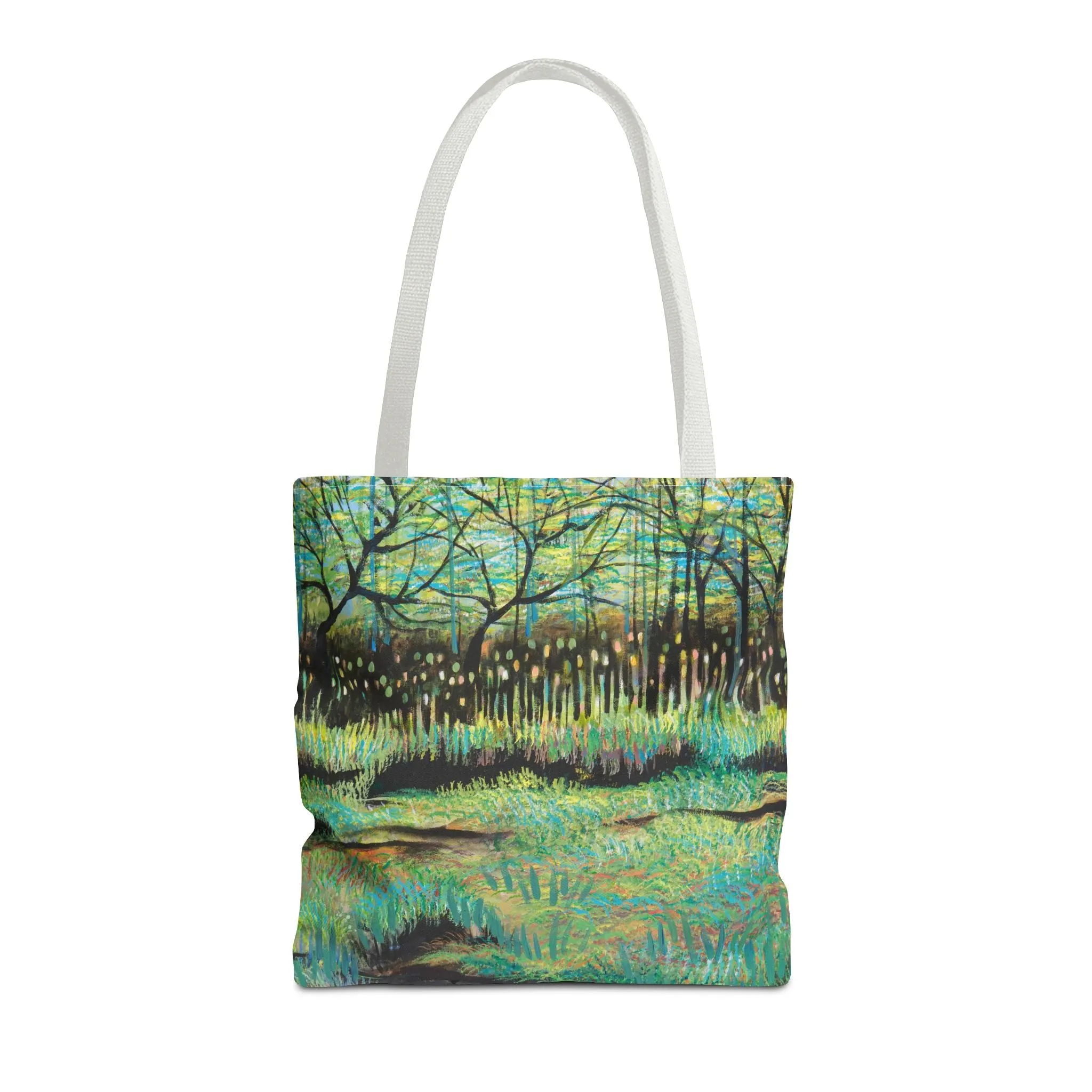 Marsh Landcape Art Tote Bag Canvas Shopping Bag - Cattails at Lake Katherine - Leslie Karpinski