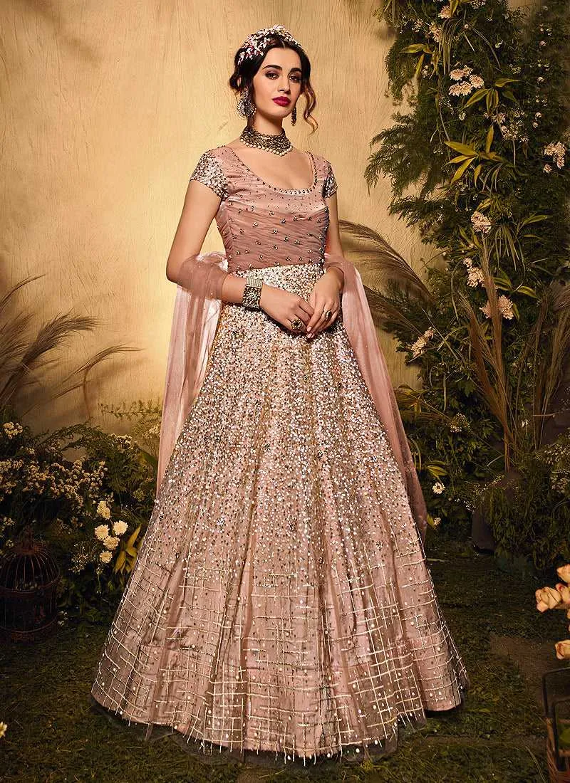 Mauve and Gold Heavy Embroidered Kalidar Lehenga Style Anarkali
