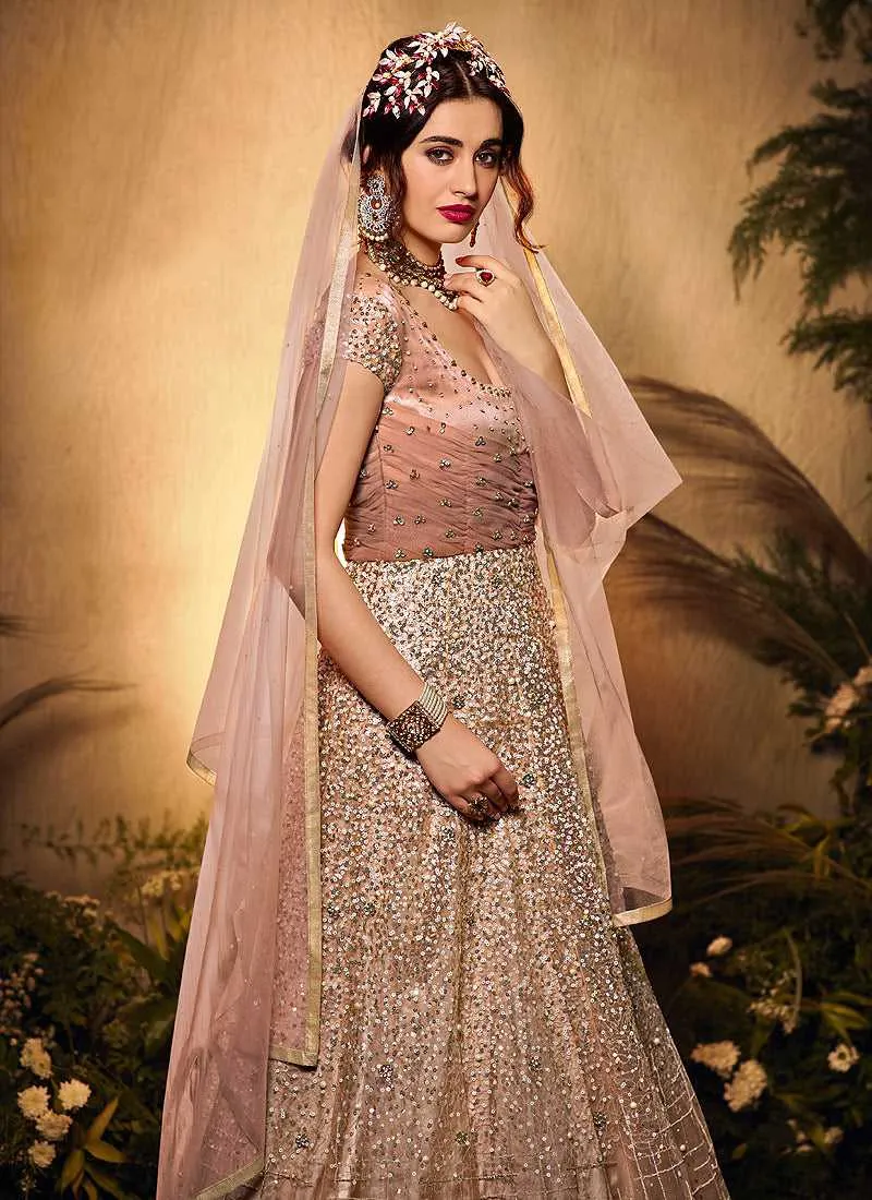 Mauve and Gold Heavy Embroidered Kalidar Lehenga Style Anarkali