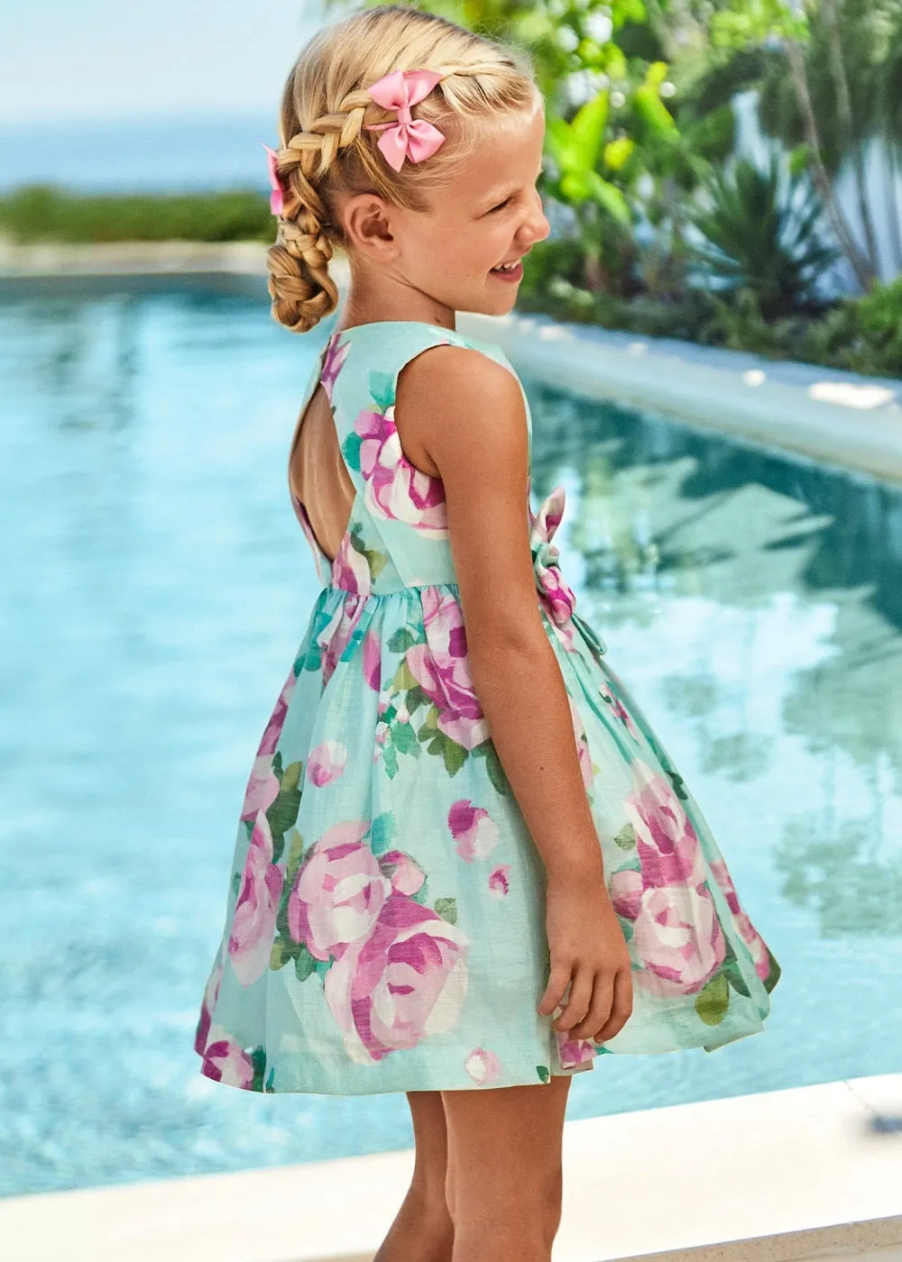 Mayoral 3913-091 Printed Dress (Aqua)
