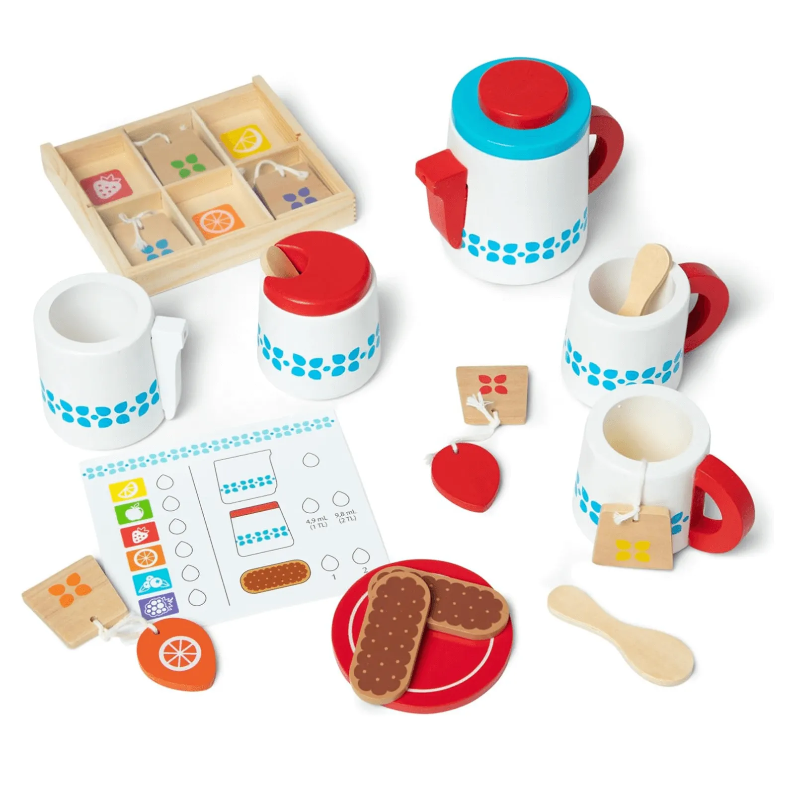 Melissa & Doug Wooden Steep & Serve Tea Set Toy Pretend Play Food Cups