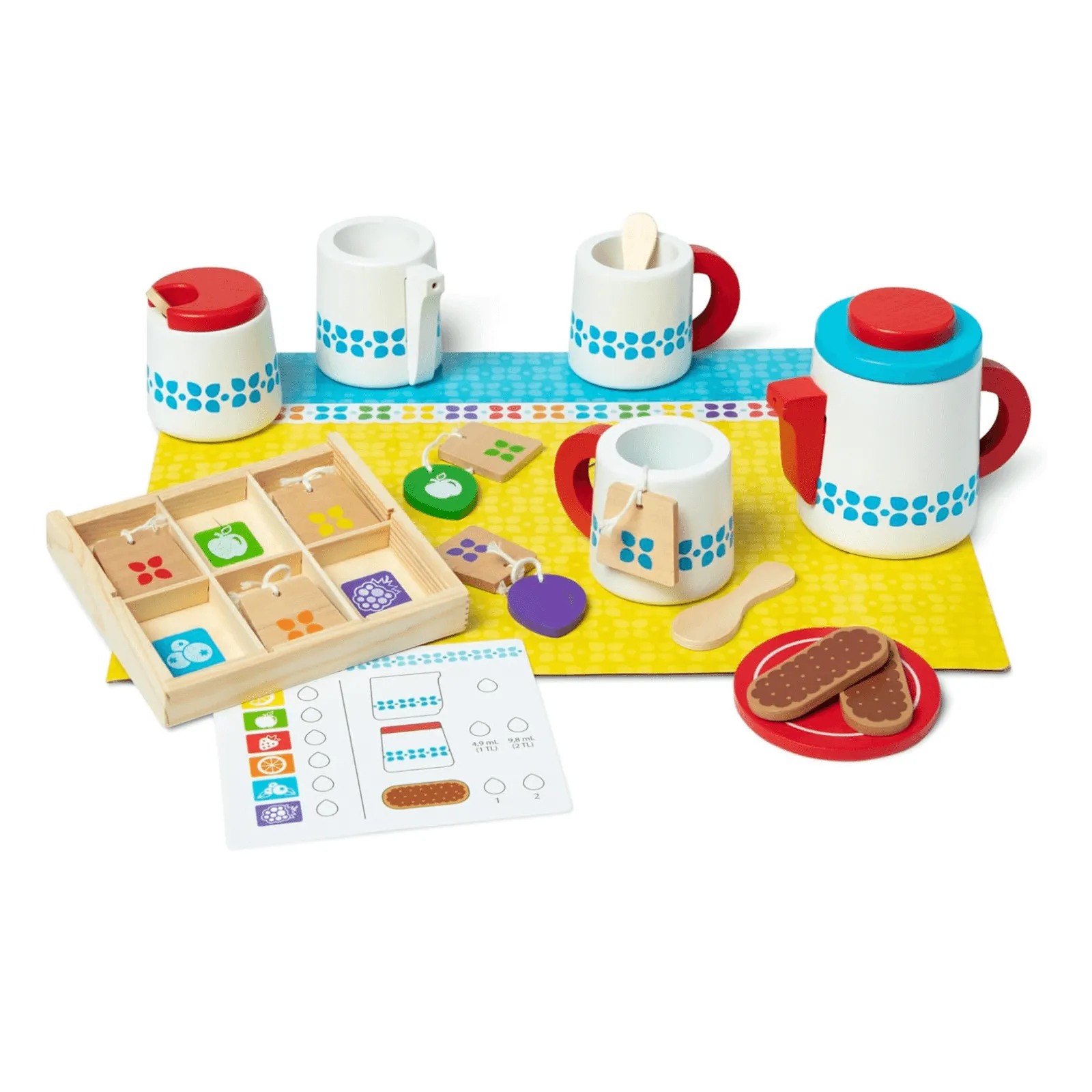 Melissa & Doug Wooden Steep & Serve Tea Set Toy Pretend Play Food Cups