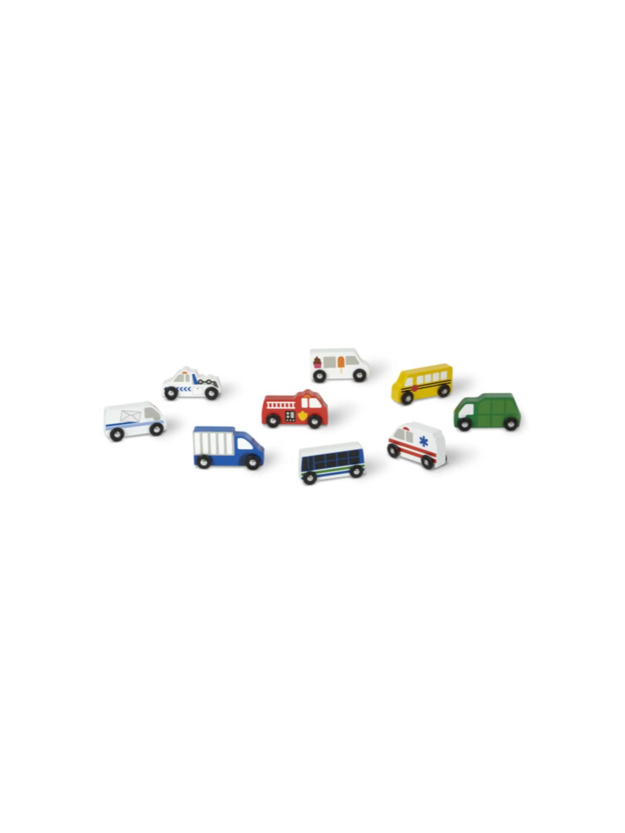 Melissa & Doug Wooden Town Vehicles Set Wood Assorted 9 pc.