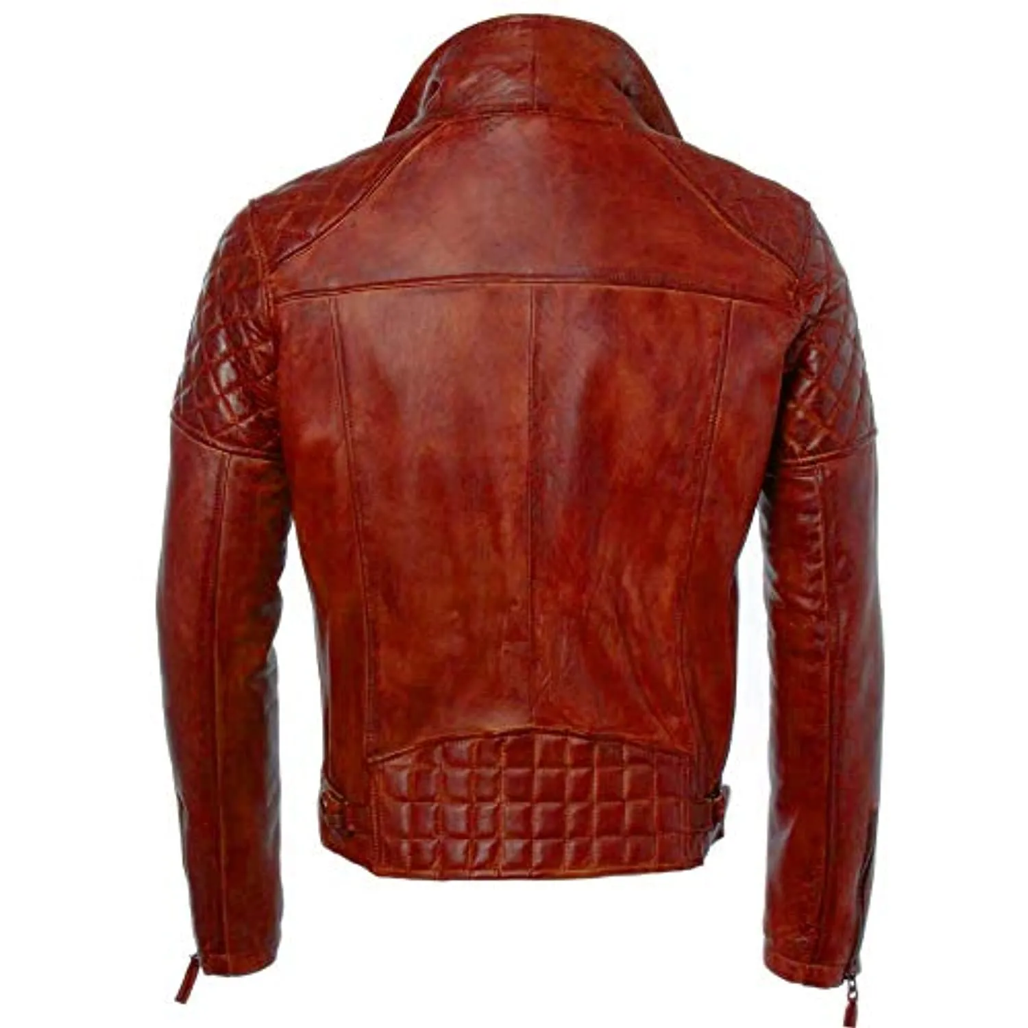 Mens Diamond Red Biker Leather Biker Jacket : Soltau