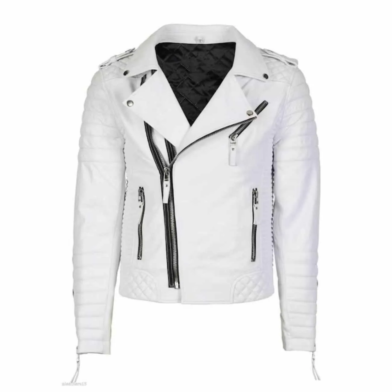 Mens White Best Leather Motorcycle Jacket