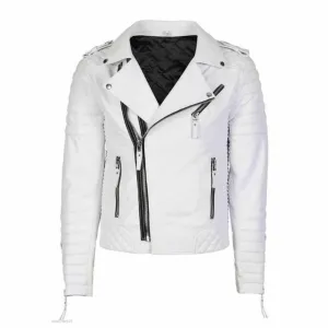 Mens White Best Leather Motorcycle Jacket
