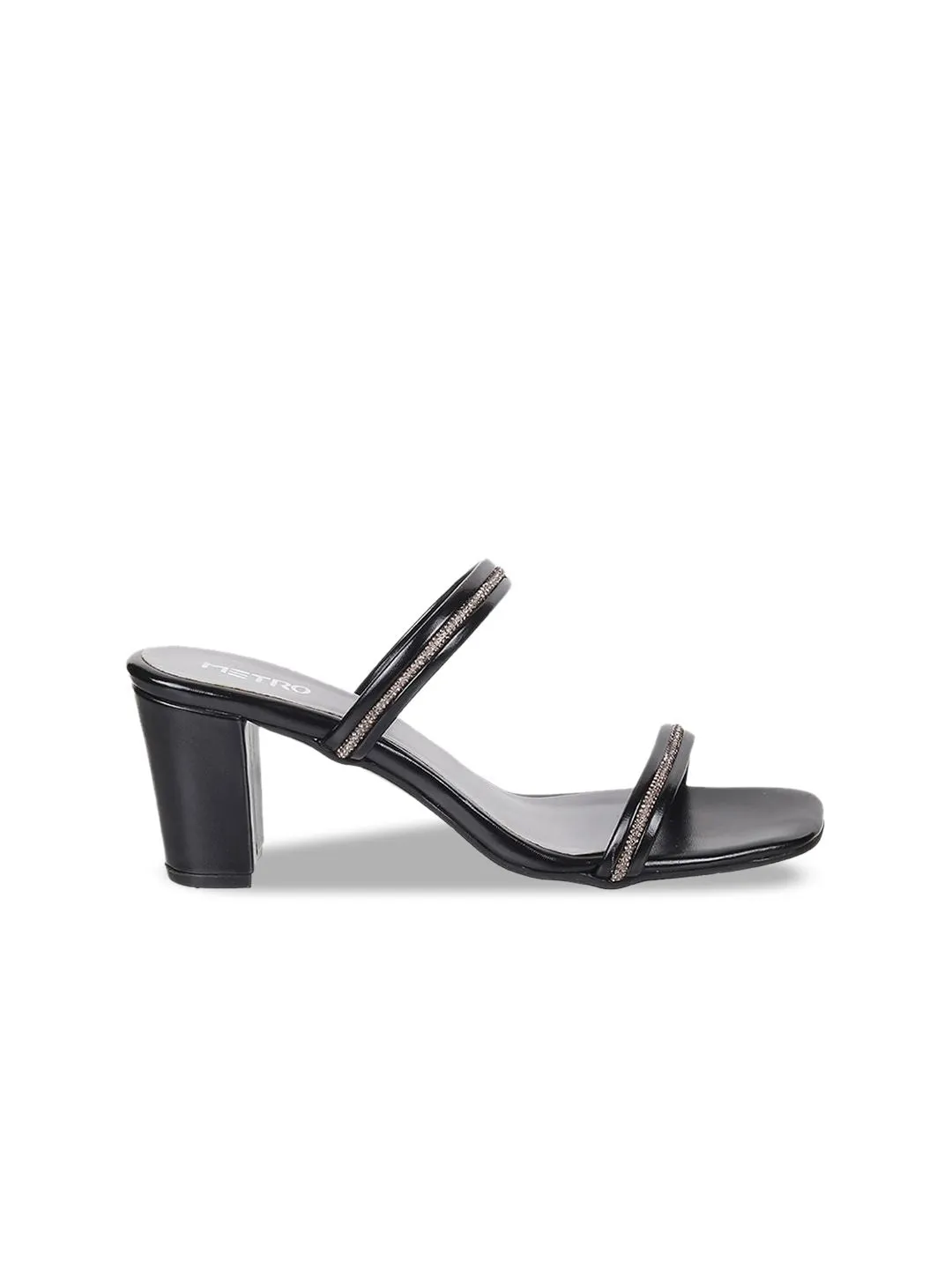 Metro Embellished Strap Block Heels