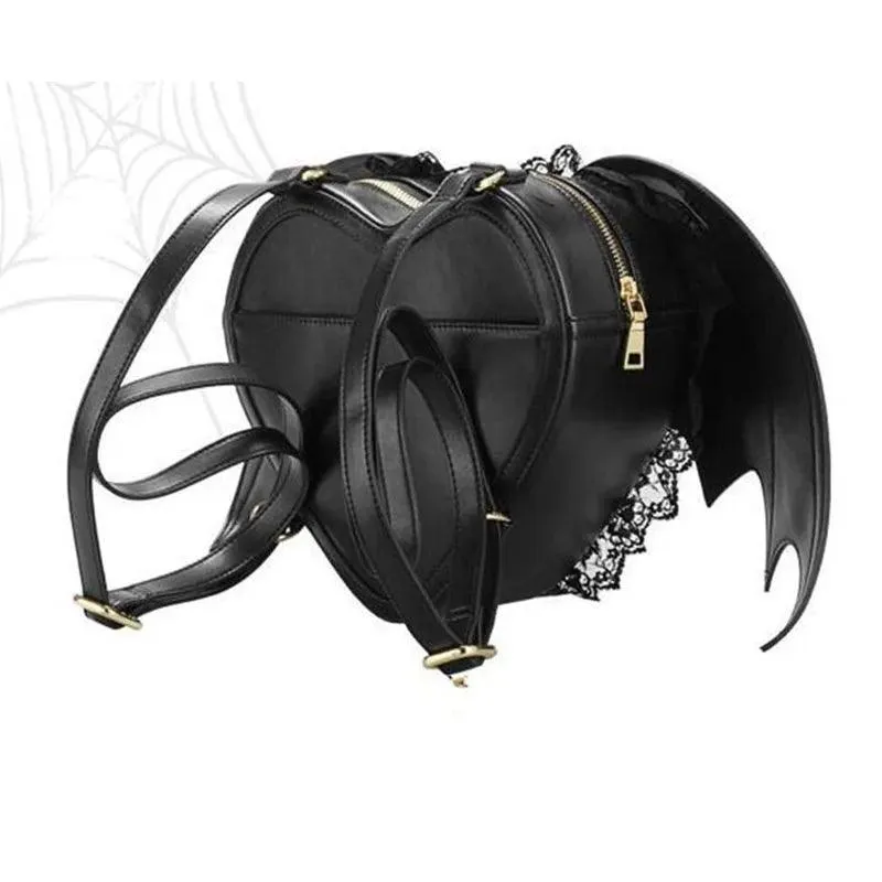 Mini Heart with Bat Wings Backpack