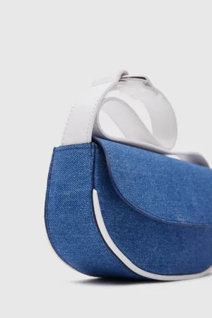 Mini White Denim Baguette Bag