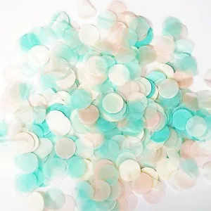 Mint Peach Ivory White Tissue Paper Circle Confetti Party Decoration