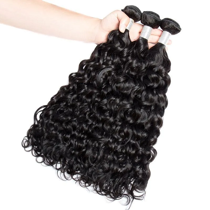 Modern Show Wet And Wavy Virgin Brazilian Hair 3 Bundles With Lace Closure 100 Human Hair Weave