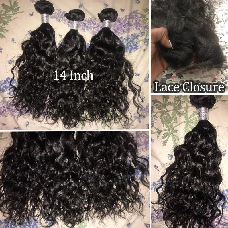 Modern Show Wet And Wavy Virgin Brazilian Hair 3 Bundles With Lace Closure 100 Human Hair Weave