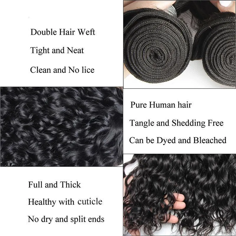 Modern Show Wet And Wavy Virgin Brazilian Hair 3 Bundles With Lace Closure 100 Human Hair Weave