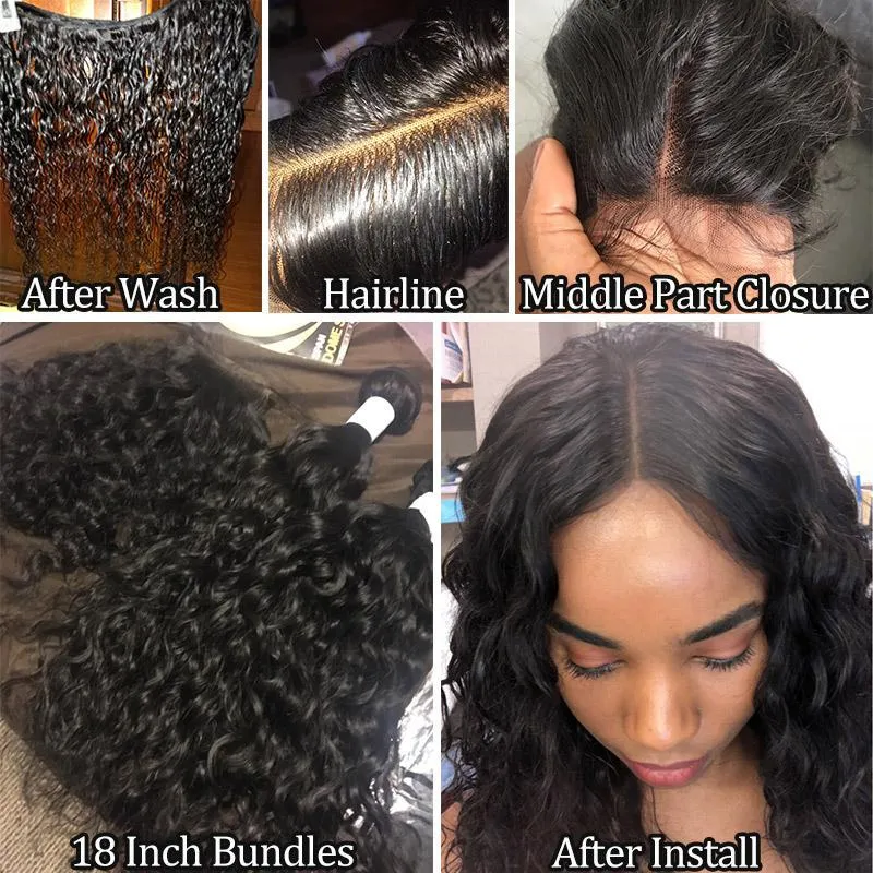 Modern Show Wet And Wavy Virgin Brazilian Hair 3 Bundles With Lace Closure 100 Human Hair Weave