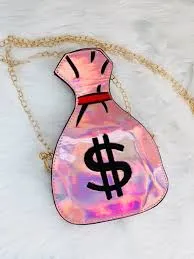 Money Bags' Laser Holographic Hand Bag (2 Color Options)