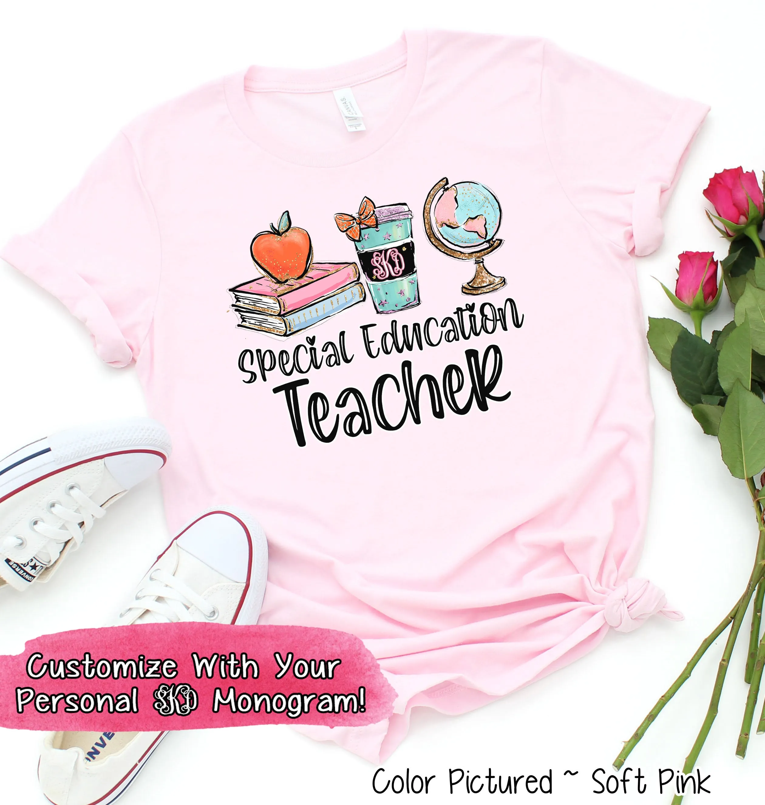 Monogram Latte Cup, Books, Globe School Teacher Class Tee
