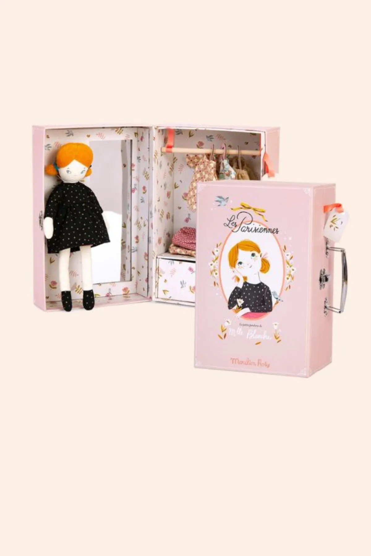 Moulin Roty - Les Parisiennes - The Little Wardrobe Suitcase - Blanche - Pink Wardrobe