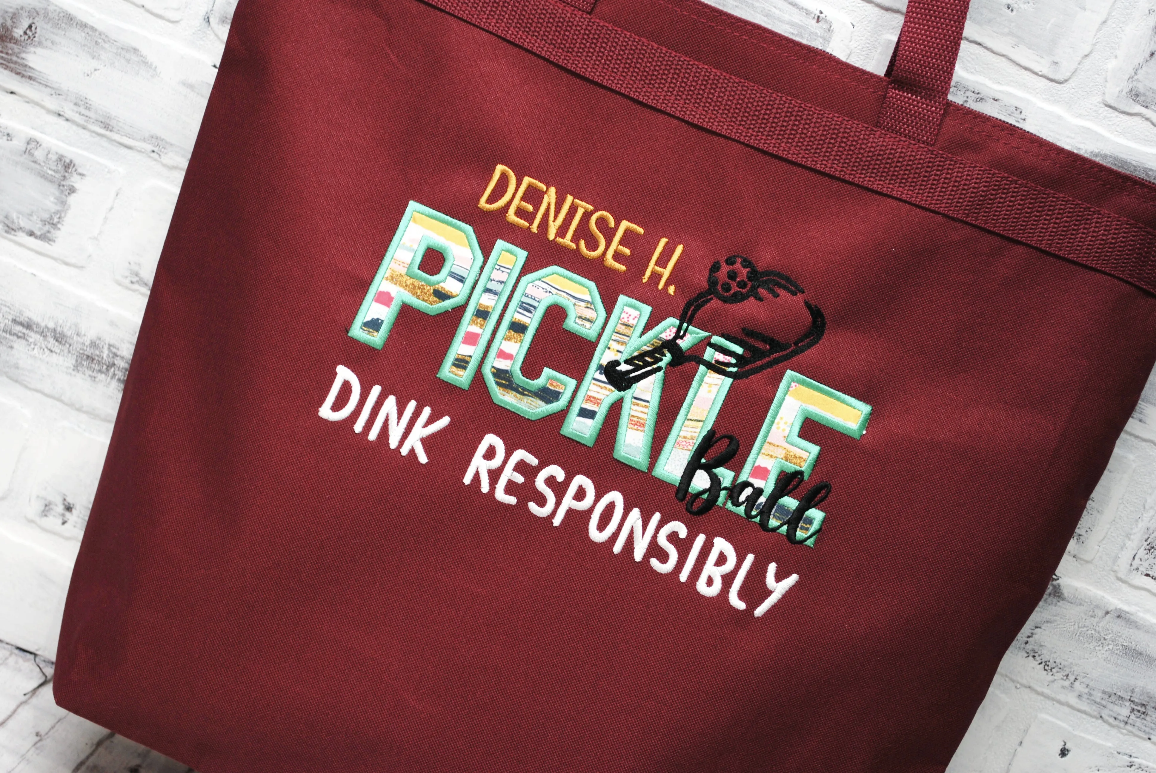 Multi Striped Personalized Pickleball Tote or Duffle Bag