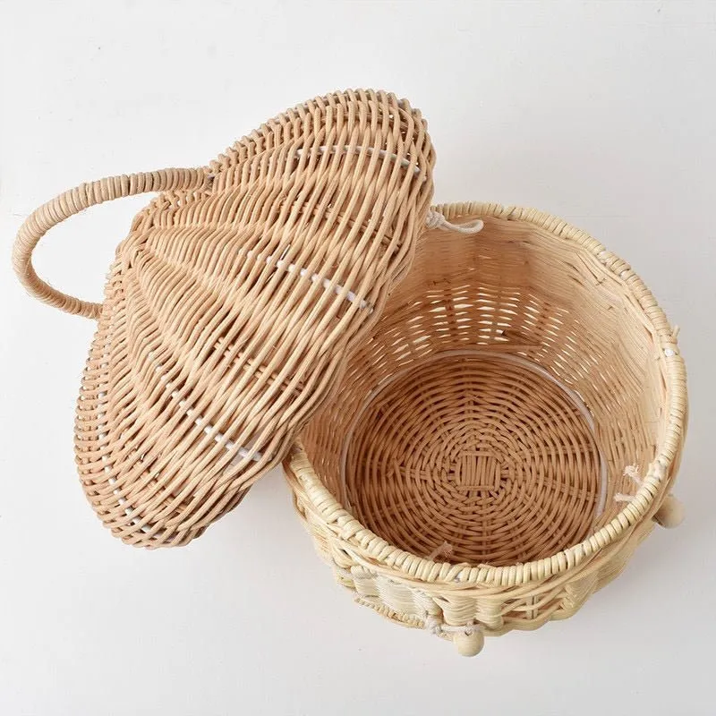 Mushroom Wicker Woven Picnic Basket