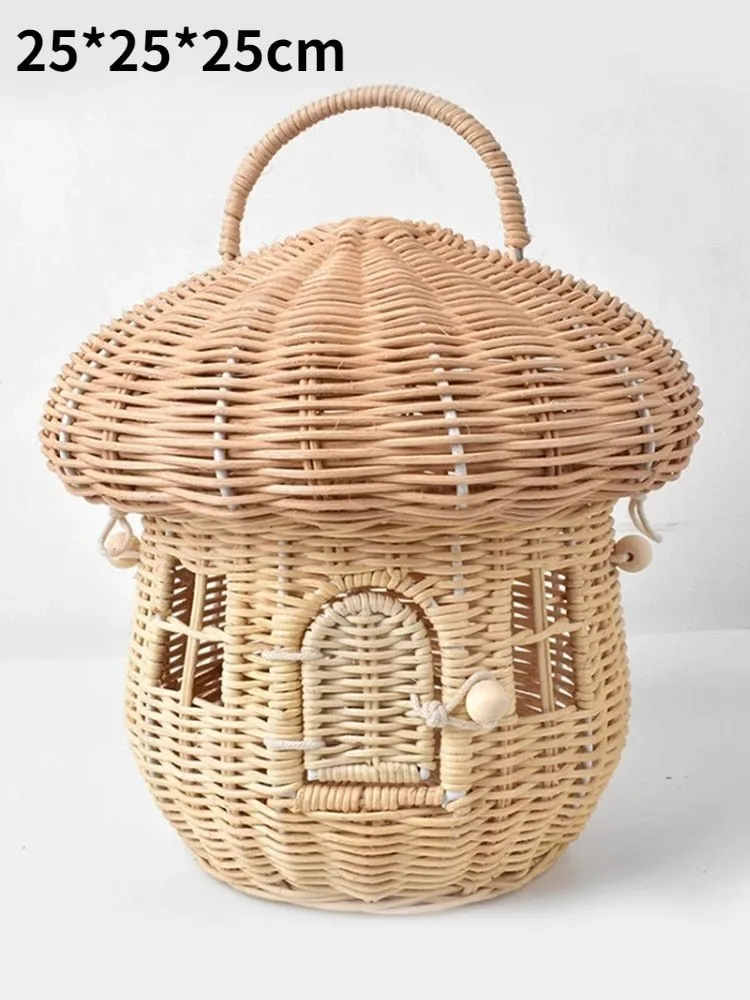 Mushroom Wicker Woven Picnic Basket