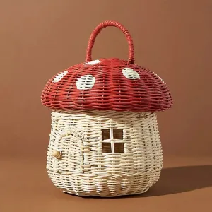 Mushroom Wicker Woven Picnic Basket