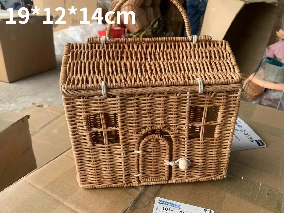 Mushroom Wicker Woven Picnic Basket